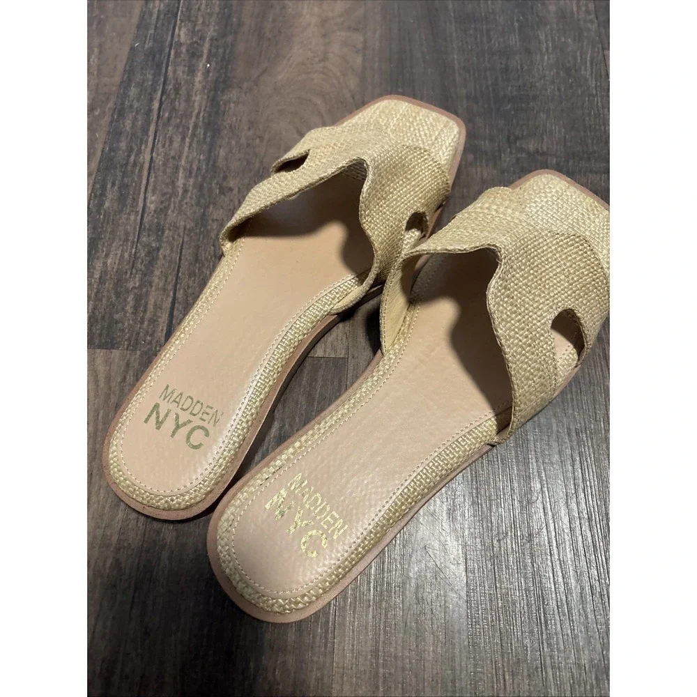 Madden‎ NYC Women's Classic Flat Slide Sandals,  7.5 Slip-On, Medium Width NWOT